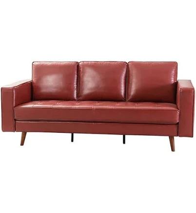 Agamemnon 82 Genuine Leather Straight Sofa with Solid Wood Legs