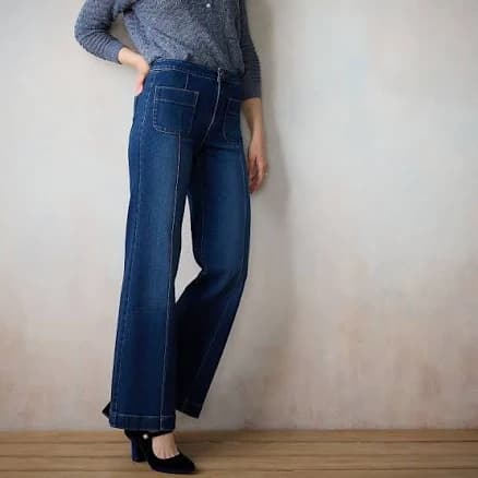 Women's LC Lauren Conrad Super High-Waisted Wide Leg Trouser Jeans, Size: 16, Dark Wash