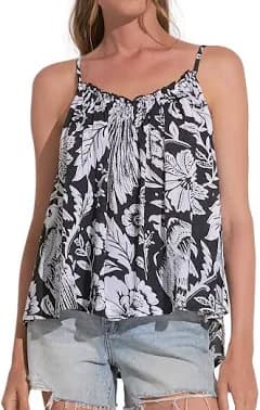 Elan Women's Sleeveless Maldives Floral-Print Tank Top