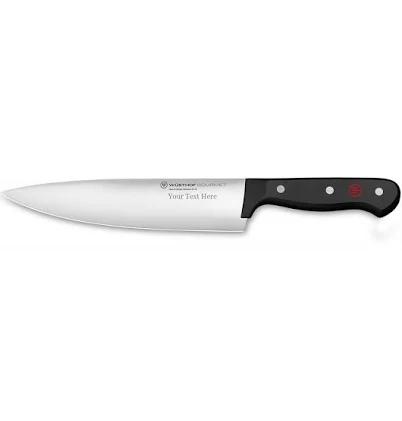 Wüsthof 8" Gourmet Chef's Knife, Black, Custom Engraved, Personalized