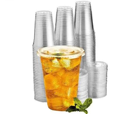 Green Direct 24 oz. Clear Plastic Cups with Flat Lids (Pack of 100)