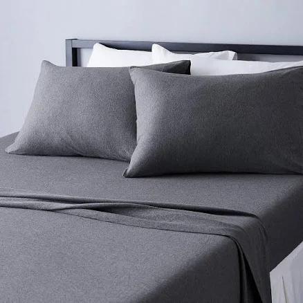 Amazon Basics 4 Piece Bed Sheet Set, 100% Cotton Jersey, Includes Super Soft, Flat and Fitted Sheets