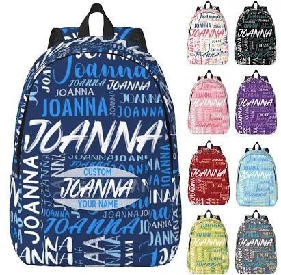 Husguciy Custom Backpack with Name, Personalized Bookbag for Boys Girls Kids, Customized School Bag for School Office Travel (Blue)