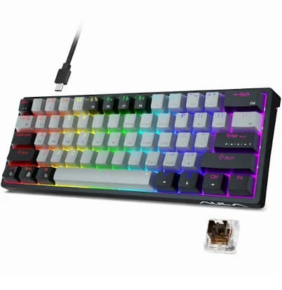 AULA 60 Percent Wired Mechanical Gaming Keyboard, 29 RGB Backlit Custom Hot Swappable Keyboard, Brown Switch 60% Mini Small Compact Keyboard for PC/
