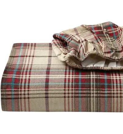 Eddie Bauer Cotton Flannel Sheet Set Red