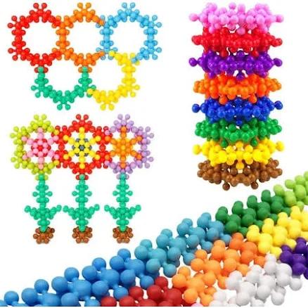 200 Pcs Building Blocks Stem Toys, Interlocking Solid Plastic Stem Building Toys Educational Building Toys Discs Sets with Storage Box and Pictures