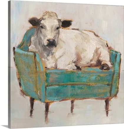 Moo-ving In I Large Stretched Canvas Floating Frame Wall Art Print