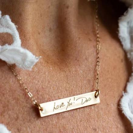 laurelbox Custom Engraved Handwriting Silver Necklace