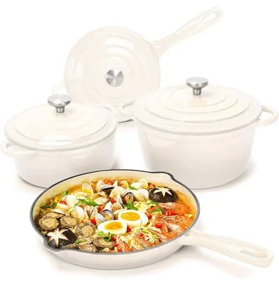 Enameled Cast Iron 7 Piece Cookware Set