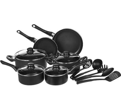 Amazonbasics 8-piece Non-stick Cookware Set - Black