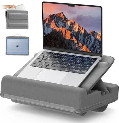 Laptop Pillow for Lap with Storage, Adjustable Computer Lap Desk Pillow with Cushion, Tablet/iPad/Kindle/Book Pillow Stand Holder & Portable Carry