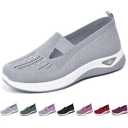 Women's Orthopedic Breathable Woven Slip-On Sneakers with Arch Support