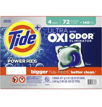 Tide Power Pods + Ultra OXI with Odor Eliminators Laundry Detergent Pacs