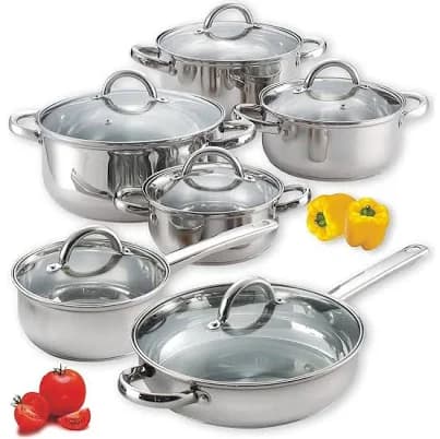 Cook N Home 12-Piece Stainless Steel Cookware Set