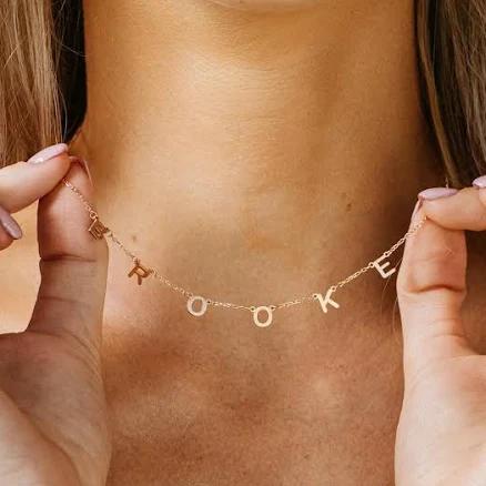 Custom Letter Name Necklace Caitlyn Minimalist Gold