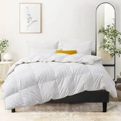 Puredown All Season White Goose Down Comforter Duvet Insert with 100% Cotton Cover, Queen