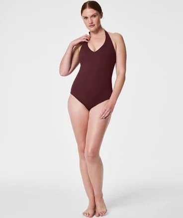 Spanx Women's SPANXshape Swim Pique Halter One-Piece