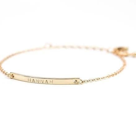 16K Gold Personalized Your Name Bar Bracelet