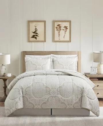 Sunham Neutral Damask 8-Pc. Comforter Set