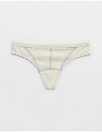 Aerie Women's Superchill Cotton Ribbed Thong Underwear