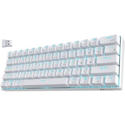 RK ROYAL KLUDGE RK61 Wireless 60% Triple Mode BT5.0/2.4G/USB-C Mechanical Keyboard, 61 Keys Wireless Mechanical Keyboard, Compact Gaming Keyboard