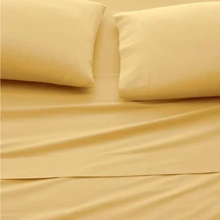 Siesta Solid Organic Cotton Percale Sheets, Pillowcases - Standard - pair - Straw Gold