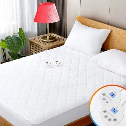 Heated Mattress Pad Queen Size Quilted Zone Heating Electric Bed Warmer Luxury Comfort Heat Mattress Pad Cover Dual Controller(10 Heat Setting | 1