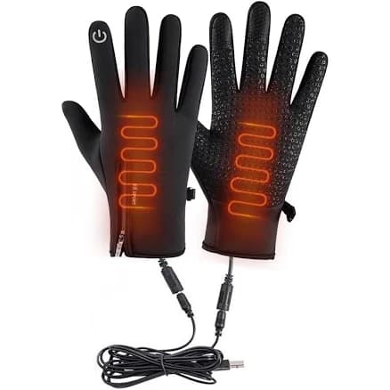 USB Heated Gloves, Electric Rechargeable Heated Gloves for Men Women, Anti Slip Touchscreen Waterproof Gloves, Winter Thermal Heating Mitts for