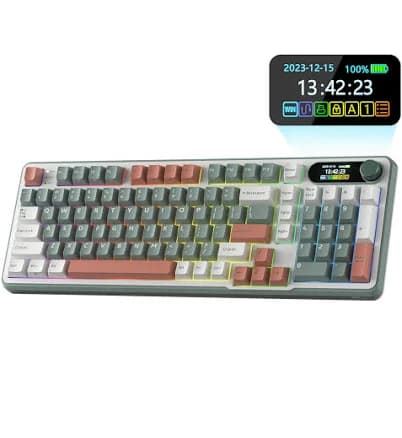 Rk ROYAL KLUDGE S98 Mechanical Keyboard w/Smart Display & Knob Top Mount 96% Wireless Mechanical Keyboard Bt/2.4g/usb-c