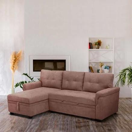 Naomi Home Laura Reversible Sleeper Sectional Sofa Storage Chaise