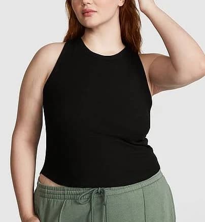PINK Women's High-Neck Ribbed Tank