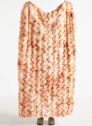 Anthropologie Luxe Faux Fur Throw Blanket