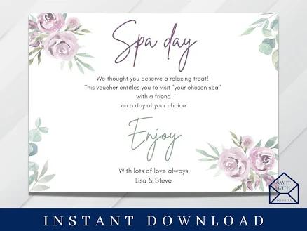 Personalized Spa Day Gift Voucher