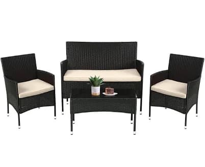 Wicker Furniture Set with Thick Cushions