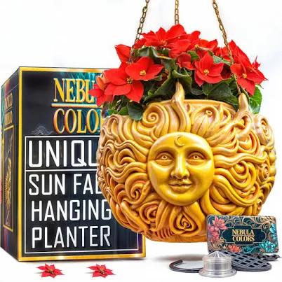 Nebula Colors Fun & Unique Sun Face Hanging Planter