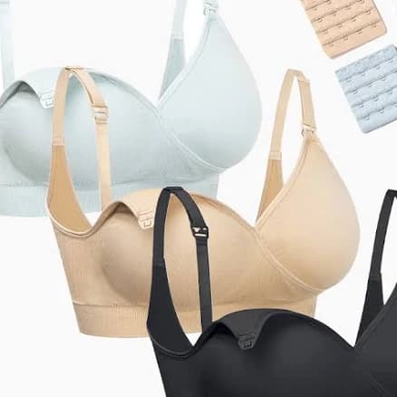 Hofish 3-Pack Wireless V-Neck Nursing Bras with Extra Extenders