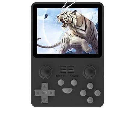 POWKIDDY RGB20S 3.5-Inch 4:3 IPS OGA Screen Open Source Handheld Game Console RK3326 Special Back Button Children's Gifts 12*8.3*2.08cm / Black 16GB+