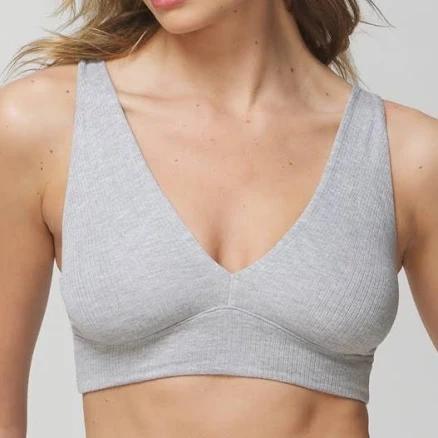 Ribbed Knit Sleep Bralette In Gray Size 2Xl | Soma Women'S Bras Heather Opal Gray