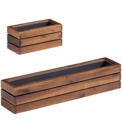 World Market Alicante Wood and Metal Outdoor Patio Wall Planter