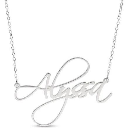 Zales Sterling Silver Cursive Script Name Necklace