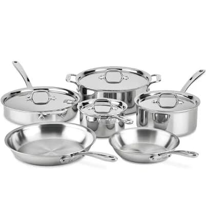 D3 Stainless Everyday 10 Piece Pots and Pans Cookware Set