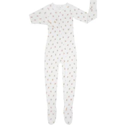 Lil Comforts Teddy Bear Ribbed Bamboo Footed Pajamas