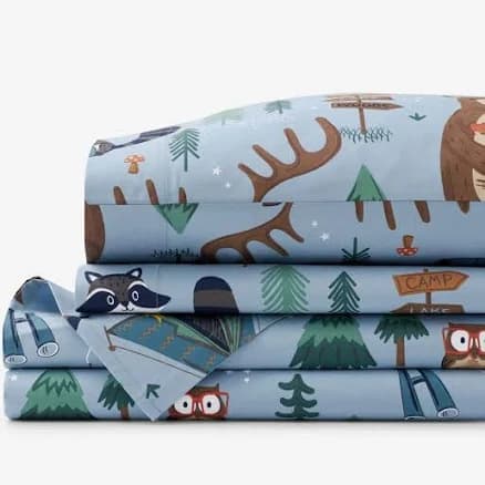 The Company Store Animal Campers Classic Cool Organic Cotton Percale Set