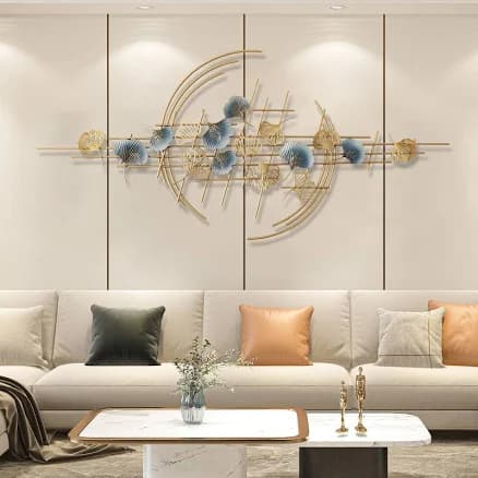 3D Luxury Room Wall Art Decor, Large Modern Handmade Metal Ginkgo Leaf Wall Sculpture, Home Decoration for Living Room Bedroom Dining Room Office,
