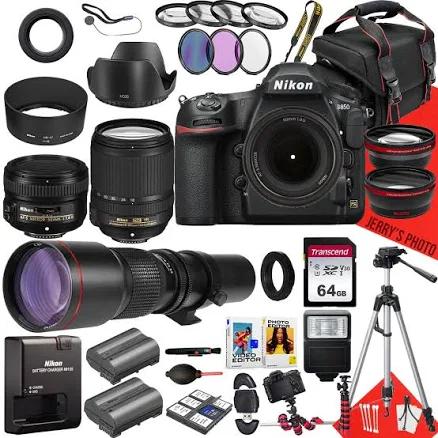 Nikon D850 DSLR Camera with AF-S DX 18-140mm f/3.5-5.6G ED VR Lens, AF-S 50mm f/1.8G Lens and 500mm Lens + 64 GB Memory + Extra Battery + Filters +