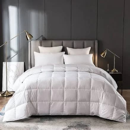 Lightweight White Goose Down Comforter Cooling Blanket Duvet Insert for Summer/Warm Weather, 750 Fill Power Ultra Soft Fabric White Full/Queen Size