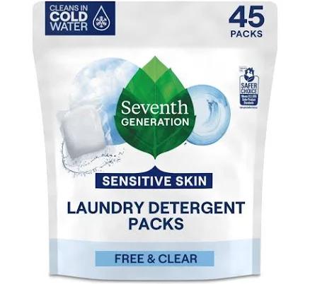 Seventh Generation Laundry Detergent Packs Free & Clear 45 Packets/Pack