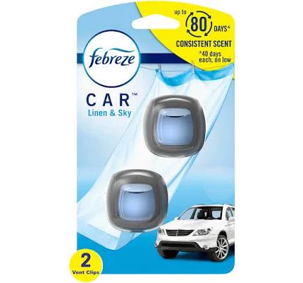 Febreze Car Vent Clip Linen & Sky Scent 2-Pack