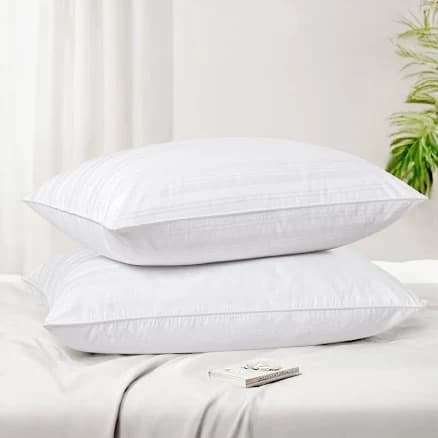 puredown Goose Feather Down Pillow with 2 Pillowcases, Soft Fluffy Medium Firm Luxury Hotel Collection Pillow for Sleeping, Bed Pillows King Size