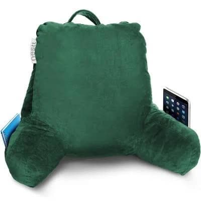 Nestl Backrest Reading Pillow with Arms Shredded Memory Foam Back Support Bed Rest Pillow